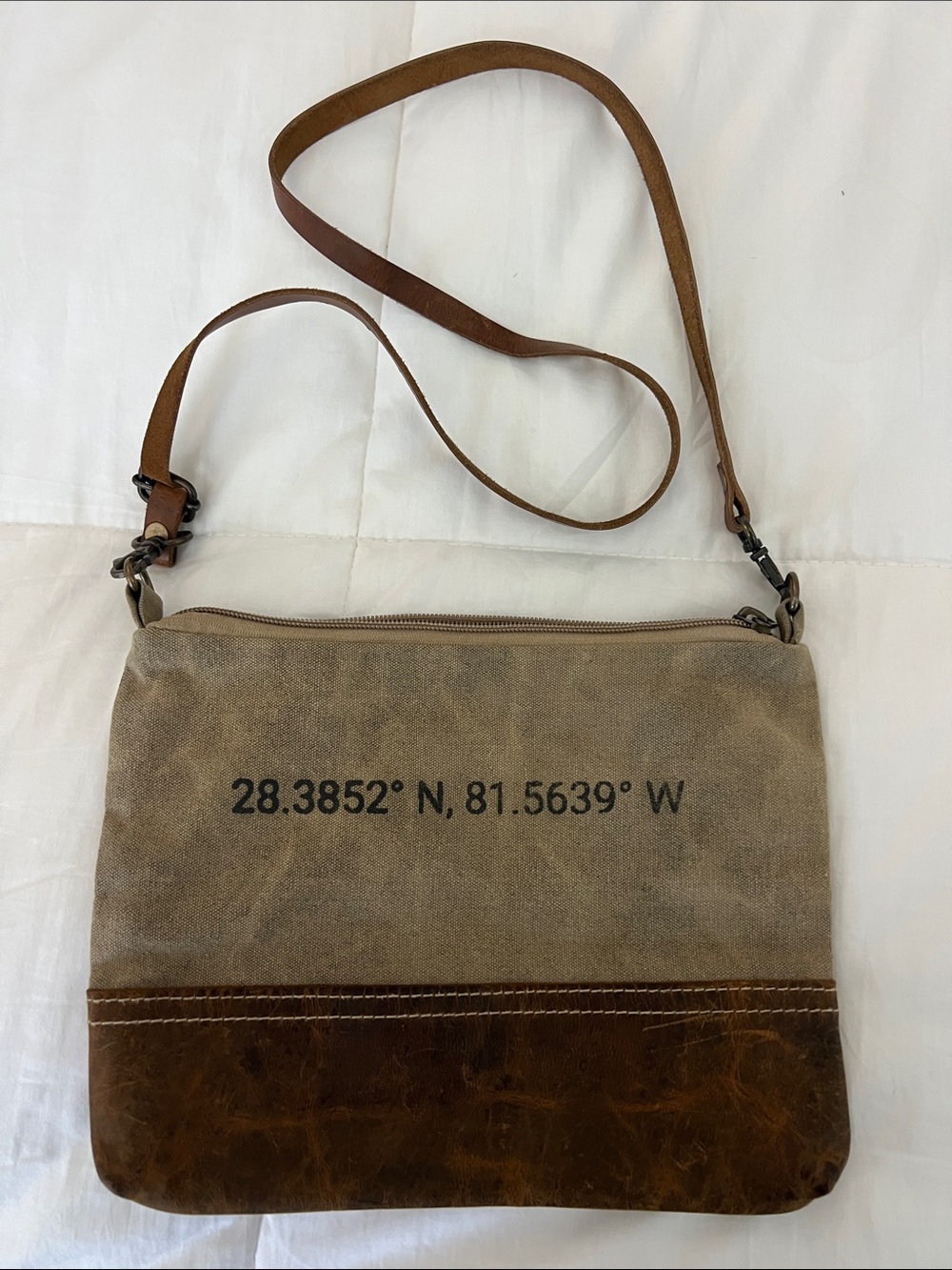 Sugarboo&Co. Disney Canvas and Leather Crossbody Bag in Tan and Brown
